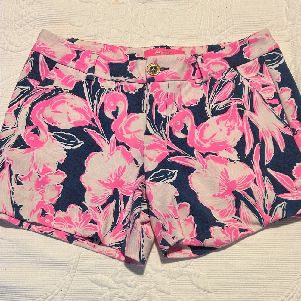 Lilly Pulitzer Pink and Blue Floral High Waist Shorts